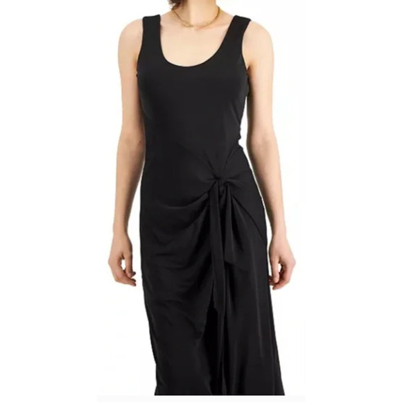 I.N.C. International Concepts Women's Tie Front Midi Dress Black Size Small 4-8 - Picture 2 of 12